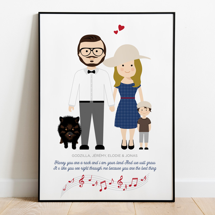 personalized family portrait for father's day gift