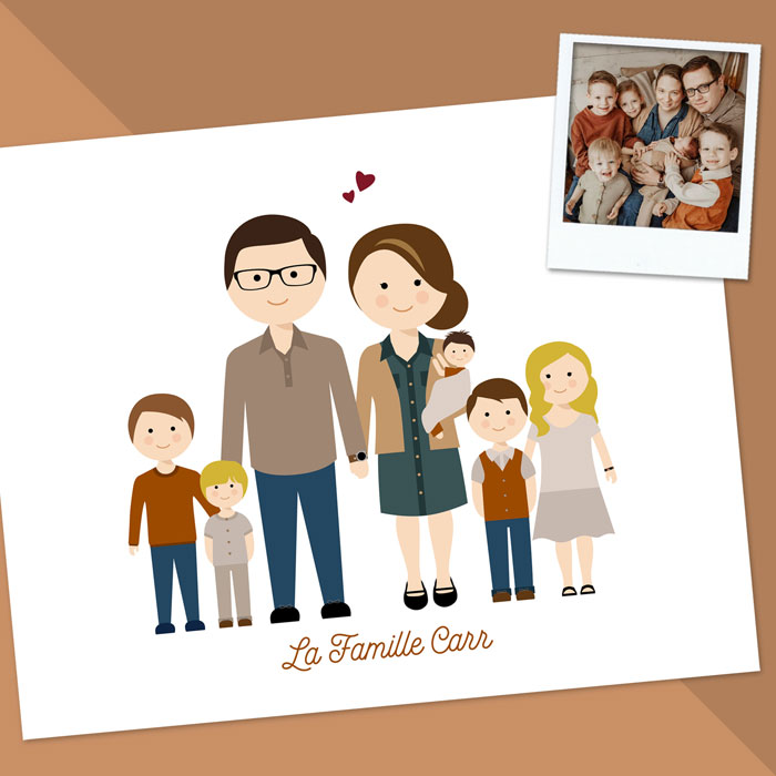 portrait famille personnalisé, affiche famille personnalisé, tableau famille personnalisé, cadre personnalisé famille