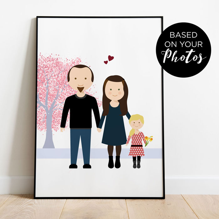 personalized family print,
personalized christmas gifts for family,
custom family portrait illustration,
custom couple portrait,
family portrait gifts,
personalized family art,