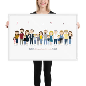 personalized family picture, personalized family frame, drawing family photo