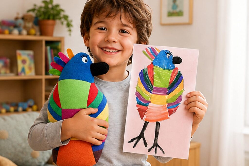 Peluche personnalisée réalisée à partir d'un dessin d'enfant par Piccolo Artista
